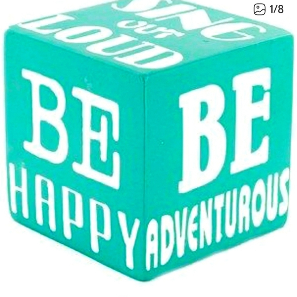 Turquoise Ceramic Inspirational Cube Dice Decor